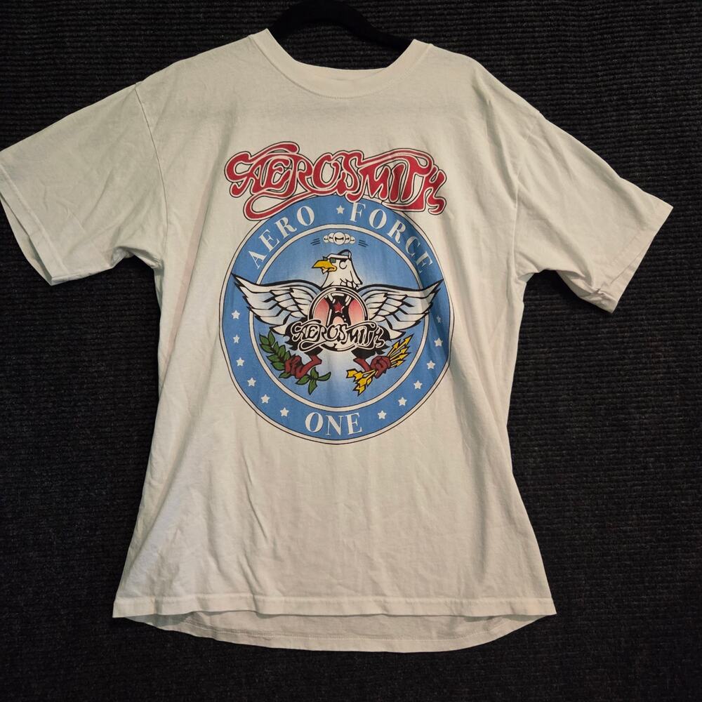 Aerosmith Aero Force One Band T Shirt Mens Size Large White Graphic Tee Yazbek
